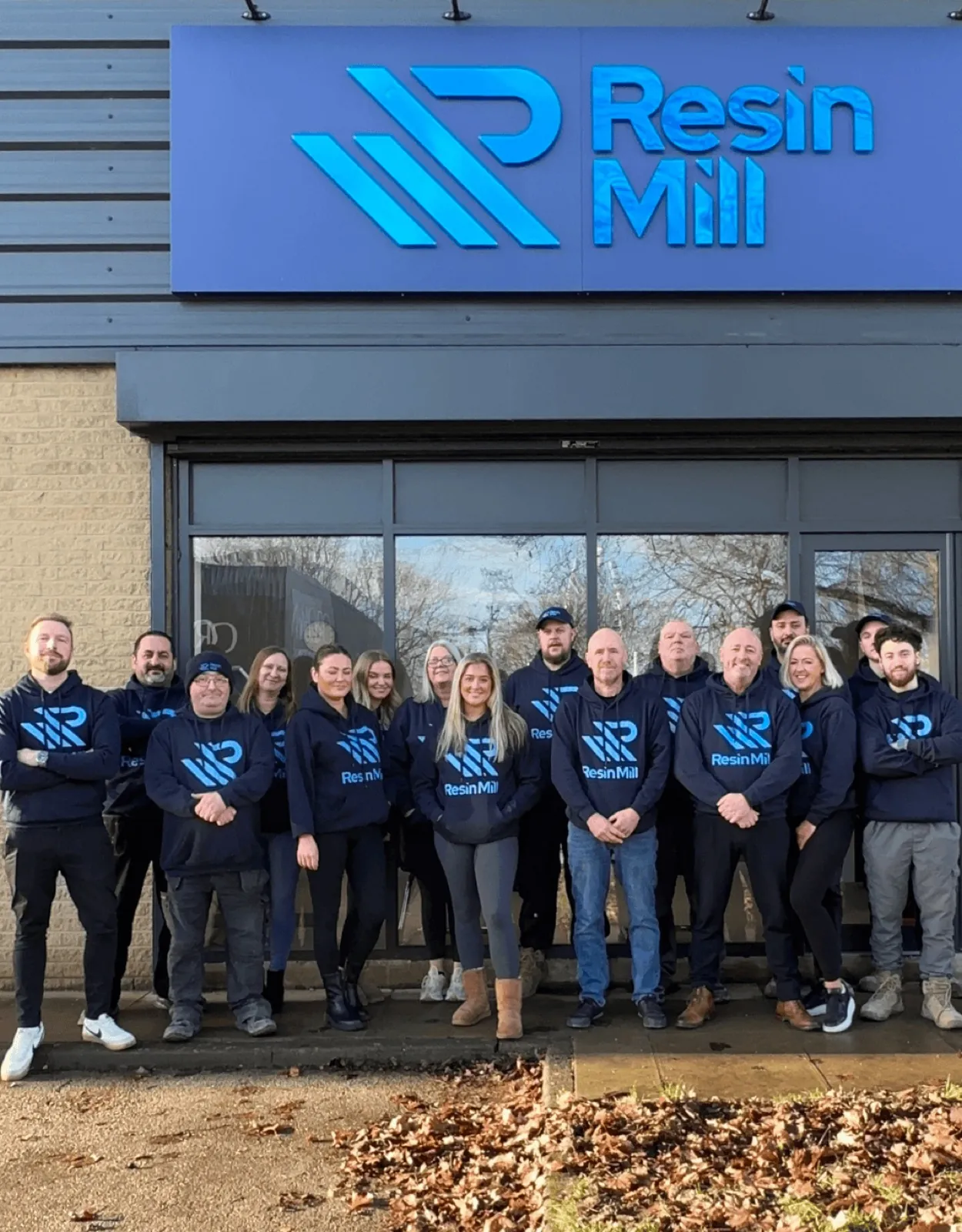 The Resin Mill Europe team outside the Geraardsbergen distribution hub