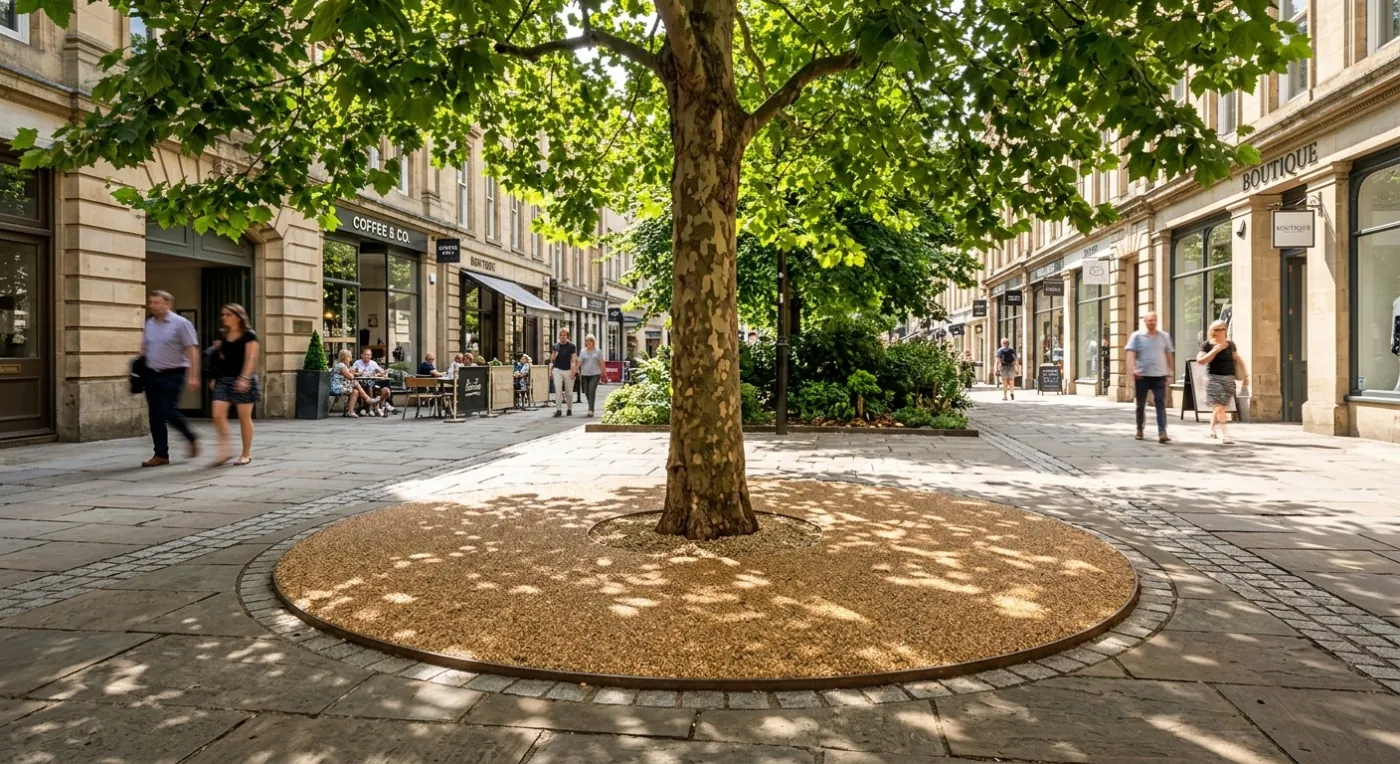 Permeable bound path through greenery